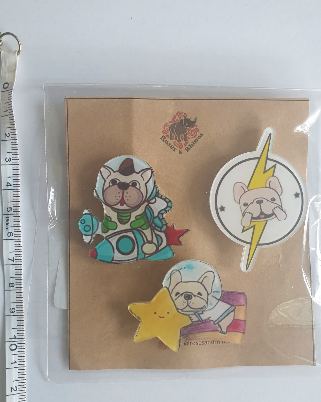 Space Dog x 3 Pin - Roses & Rhinos