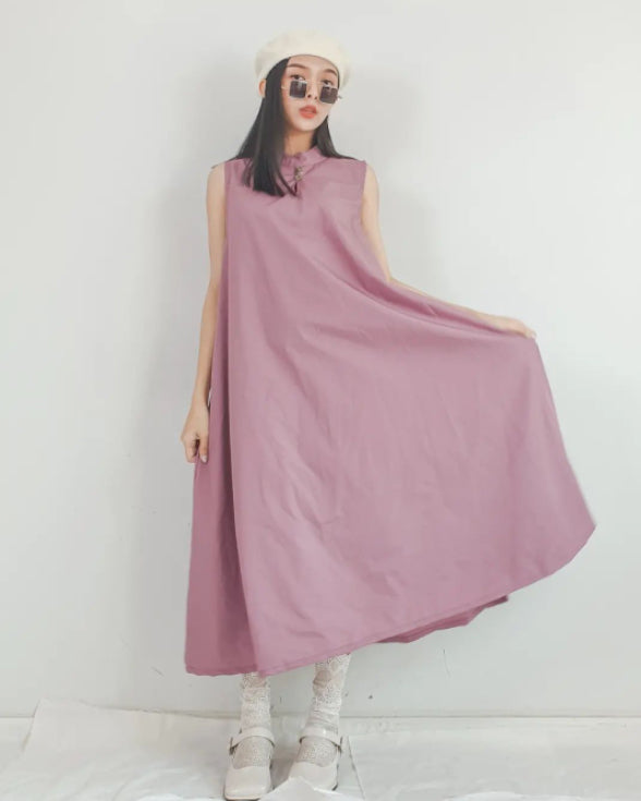 Women Stella Purple Mandarin Collar Dress
