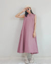 Women Stella Purple Mandarin Collar Dress