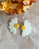 Half Flower White Stud Earrings