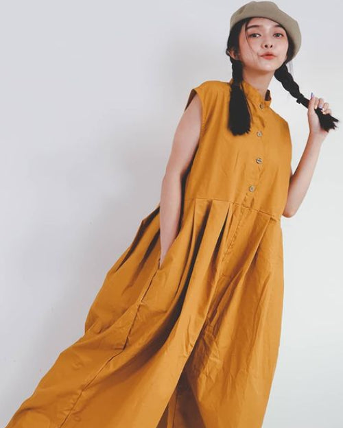 Women Wide Leg Ochre Jumpsuit