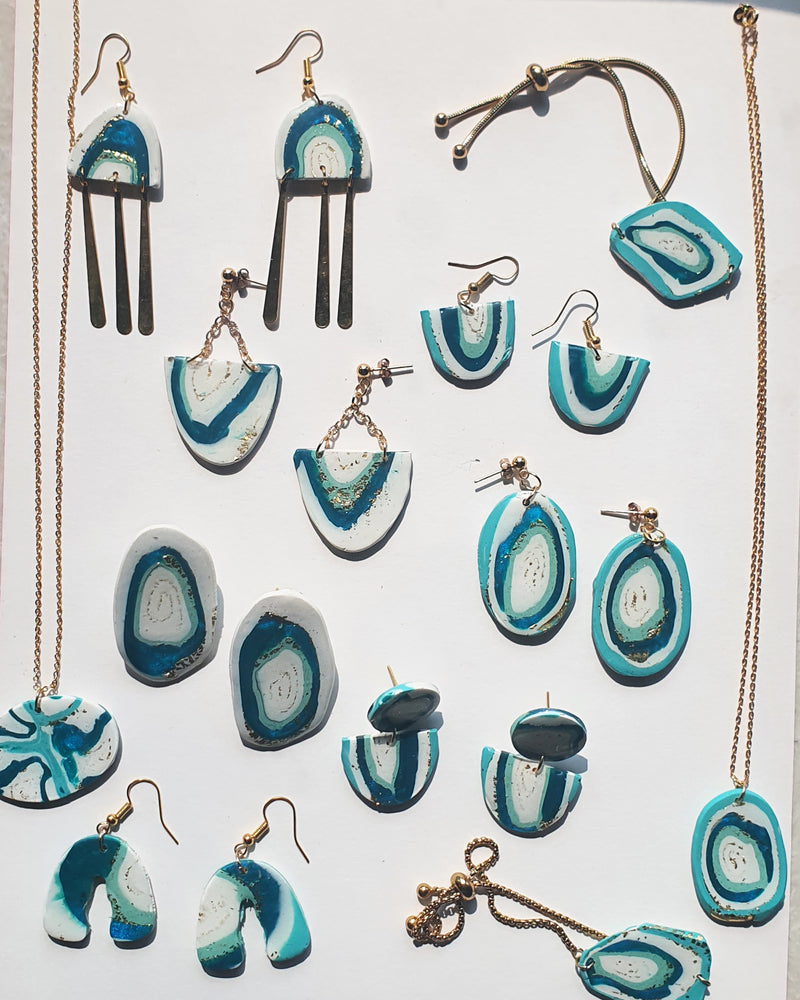 Blue Agate Organic Drop Earrings