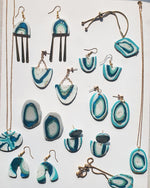 Blue Agate Organic Stud Earrings