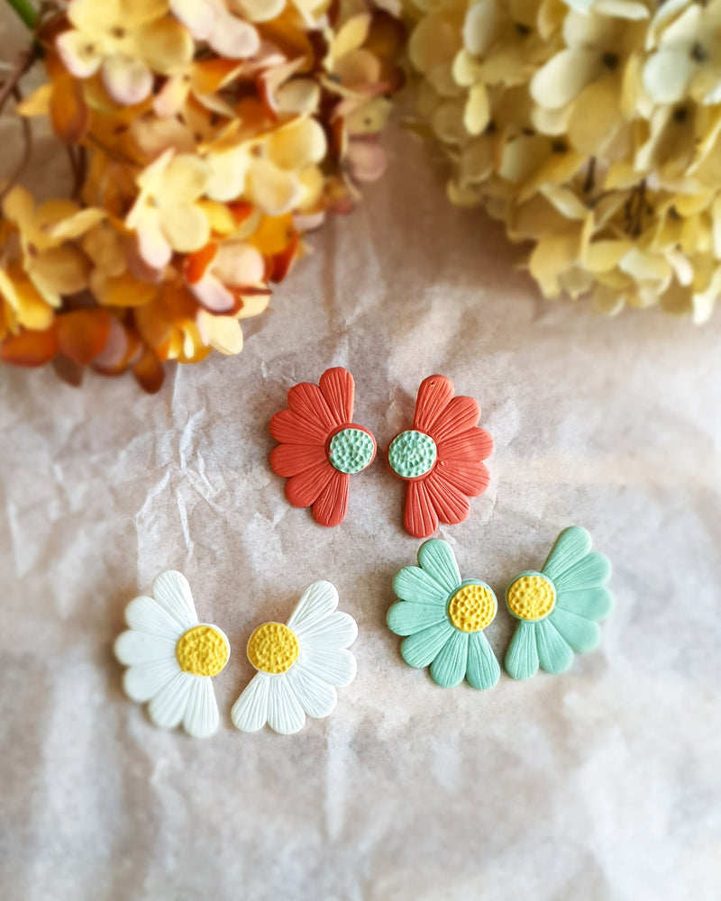 Half Flower Brick Stud Earrings