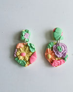 Floral 3D Geo Drop  Earrings