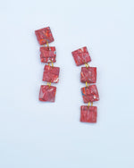 Fold Red Marble Multi Drop Earrings.