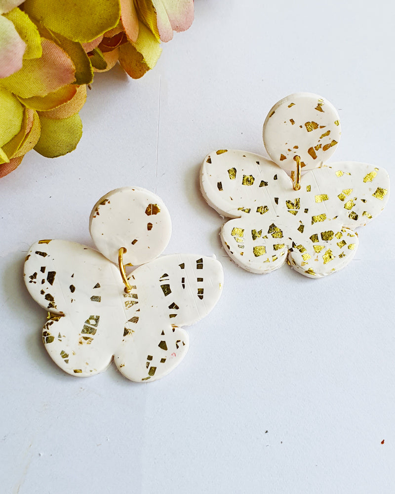 White and Gold Butterfly Stud Earring