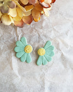 Half Flower Green Stud Earrings