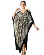 Women Shoulder Batik Lines Kaftan