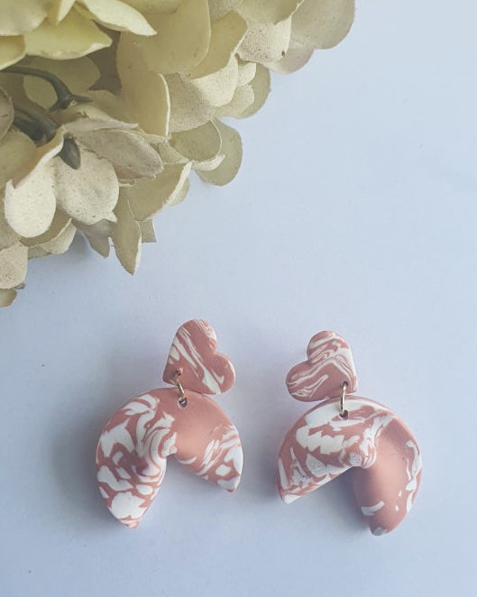Fortune Cookie Marble Brown Small Earrings