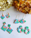 Mix Tile Fan Hoop Earrings