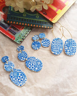 Blue Tile Hoop Earrings