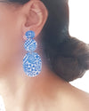 Triple Layer Blue Tile Drop Earrings